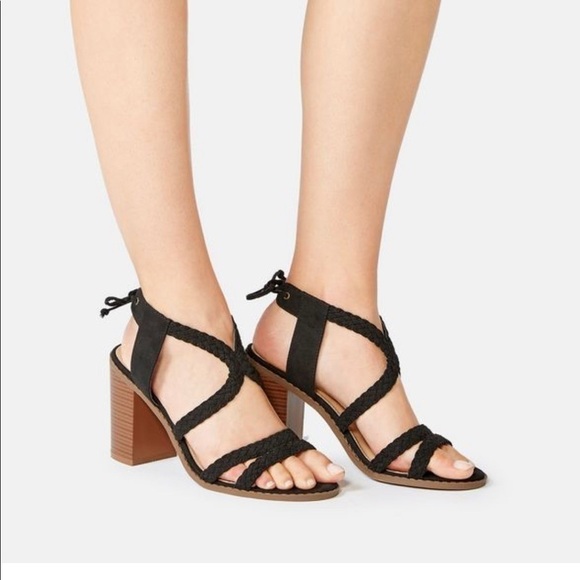 Justfab Braided Heeled Sandal black size 7.5 - Picture 6 of 6